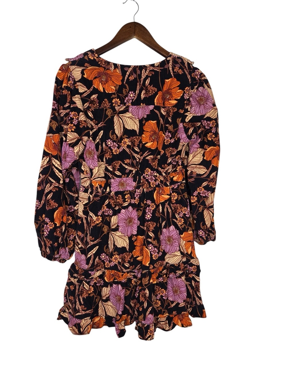 Anthropologie Pilcro Floral Ruffle Tiered Mini Dress Boho Fall Sz M - Picture 6 of 9